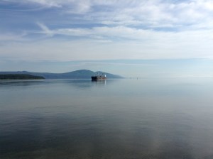 Out of the fog a giant comes