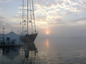 Sunrise in fog, Portland