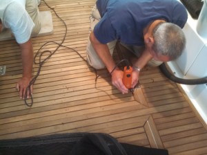 Teak deck being redone
